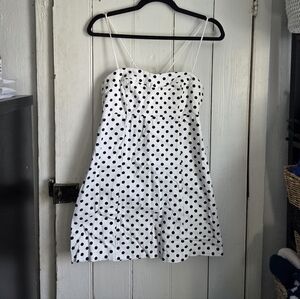 Zara Corduroy White Dress with Black Polka Dots
